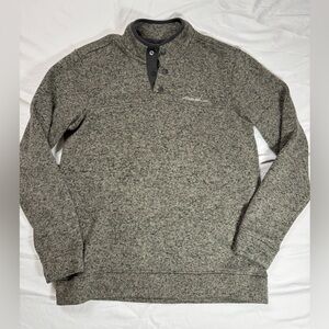 Eddie Bauer Men’s Radiator Fleece Snap Heather Gray Mock Pullover